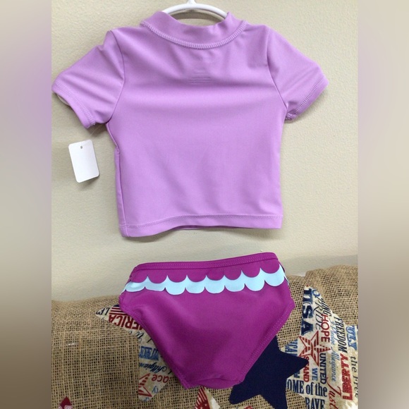 NWOT Carters Size 6 Months Baby Girl 2 PC Swimwear “PURRR-MAID” Lavender/ Blue - Picture 2 of 13
